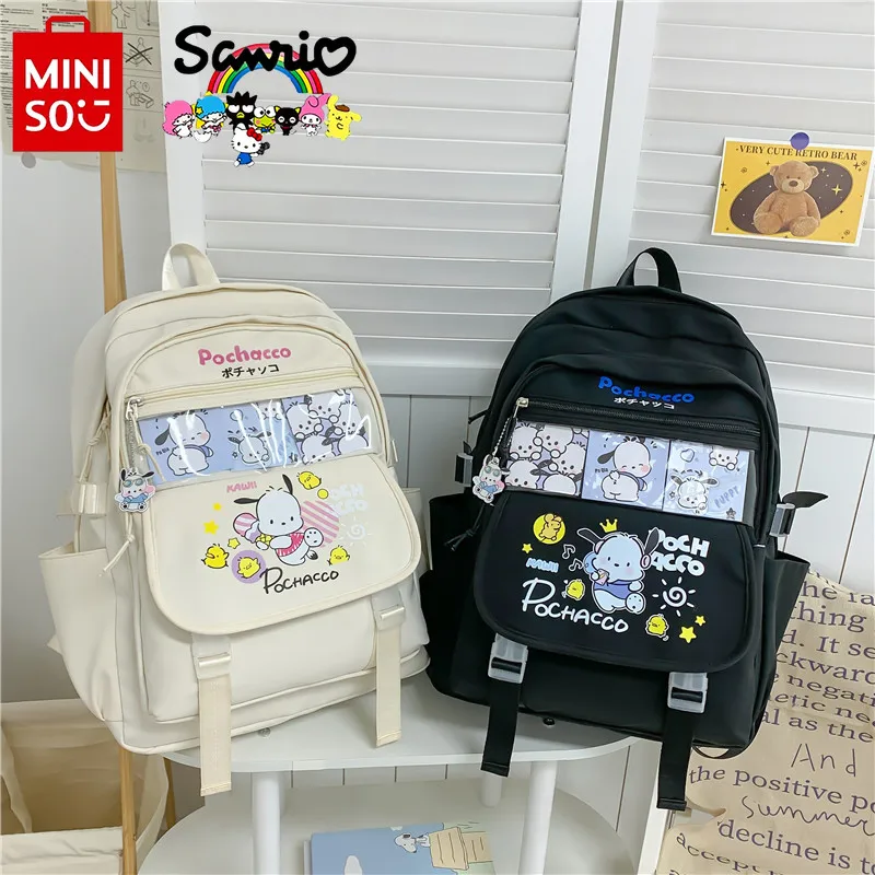 Miniso Pochacco tas sekolah pelajar wanita, ransel perempuan kapasitas besar kasual kartun kualitas tinggi modis