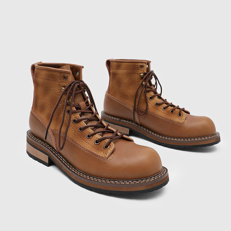 سميكة سوليد دراجة نارية الرجال الأحذية الرجعية النمط البريطاني في الهواء الطلق الترفيه المشي لمسافات طويلة عمال حذاء من الجلد الارتفاع زيادة أحذية رجالي