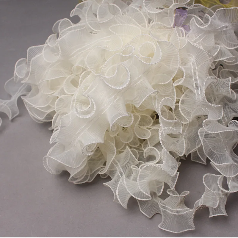 7cm Pleated Organza Frill Lace Clothing Shoe Hat Accessories DIY Handmade Pleated Lace Trim