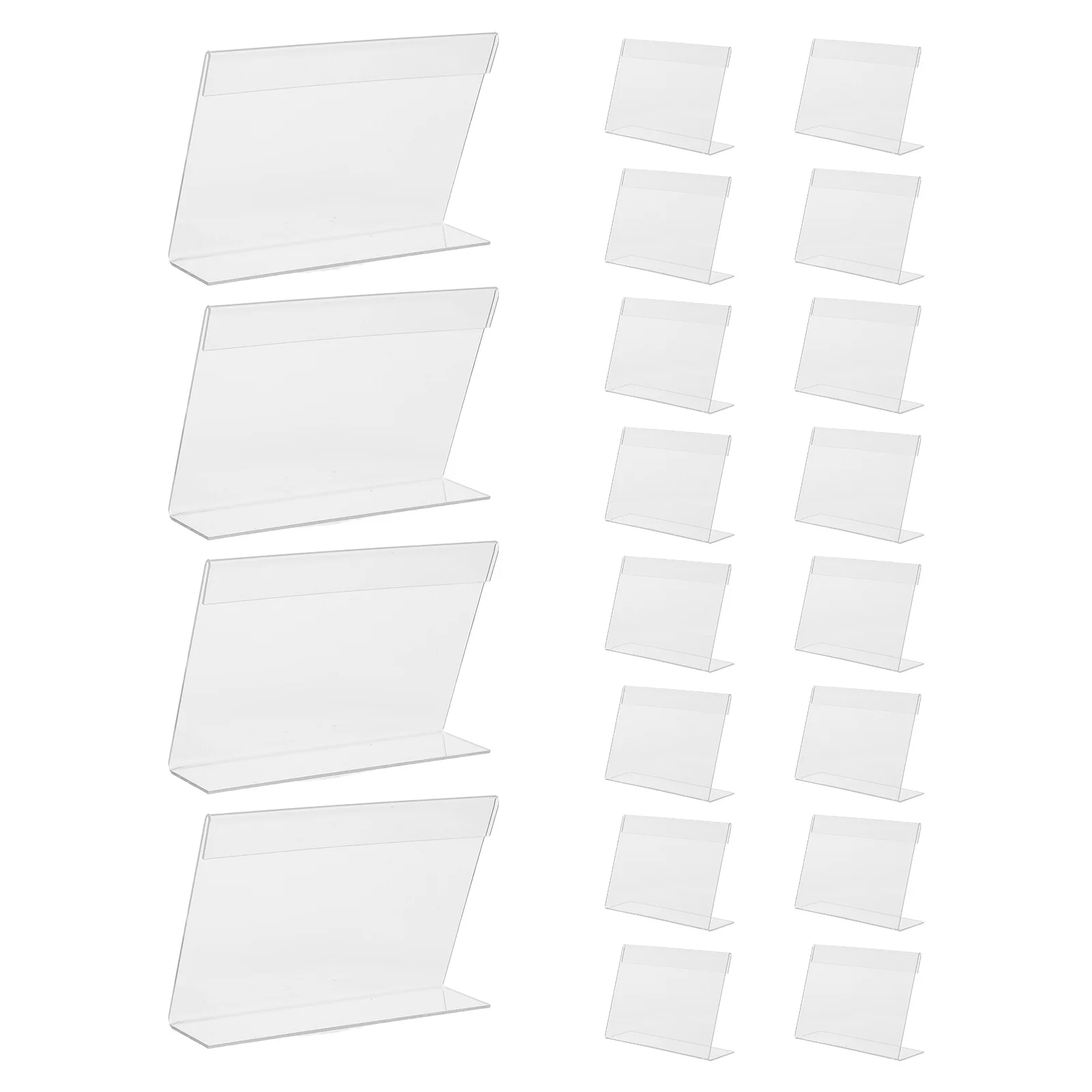 20pcs 4.72x3.14 Inch Clear Acrylic Tabletop Sign Holders L Shaped Display Stands for Price Cards Restaurant Countertop Labels