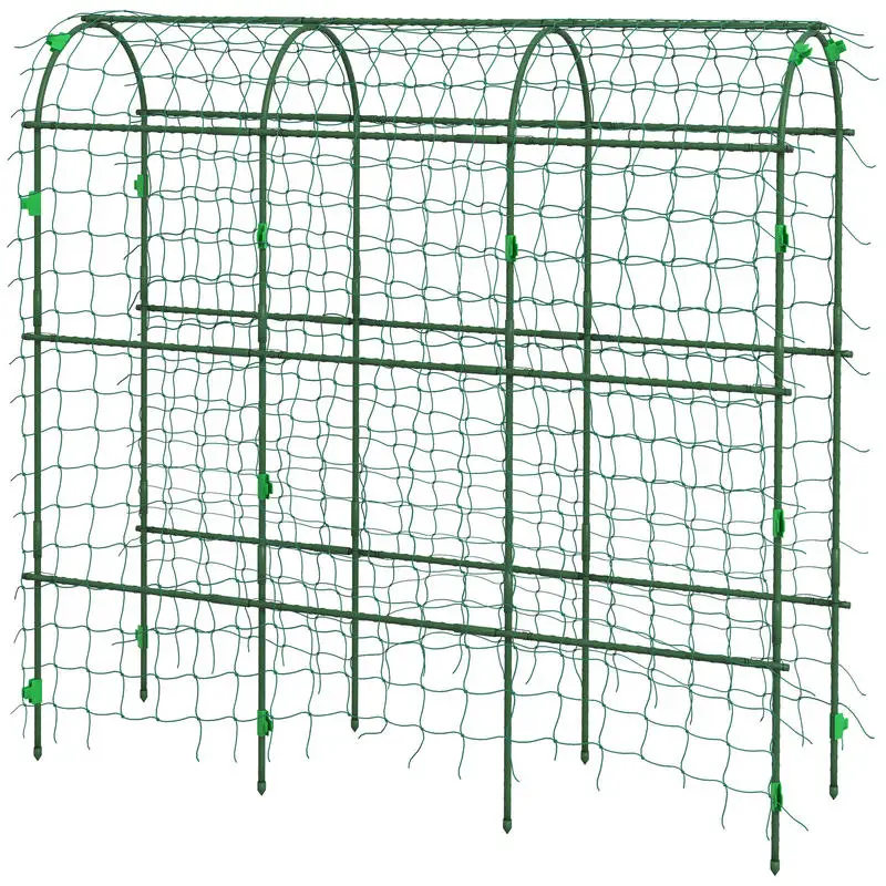 

Outsunny Metal Garden Trellis, Arch Trellis for Climbing Plants Outdoor, A-Frame, with Climbing Net, 17" x 72" x 72", Green