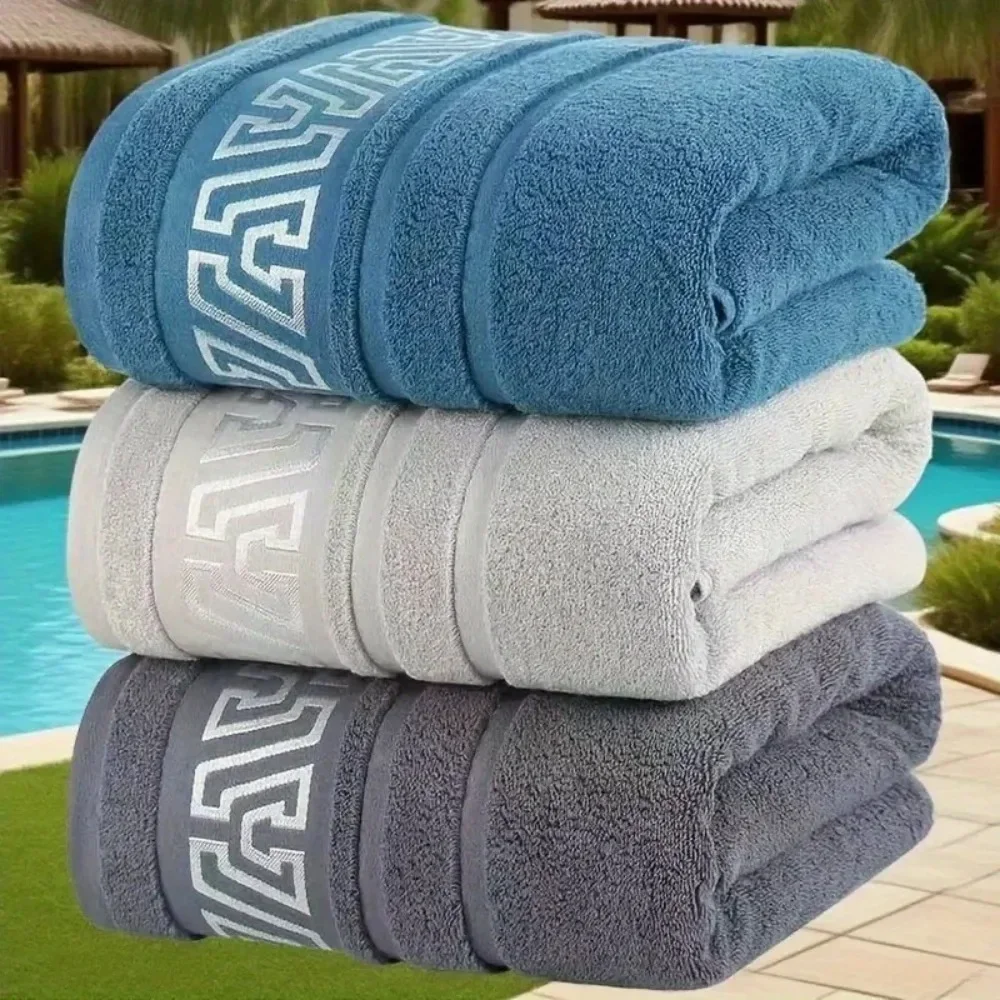 Grande serviette de toilette pour la maison, serviette absorbante anti-peluchage, serviette de toilette et de séchage rapide pour cheveux à rayures géométriques simples, serviette de voyage