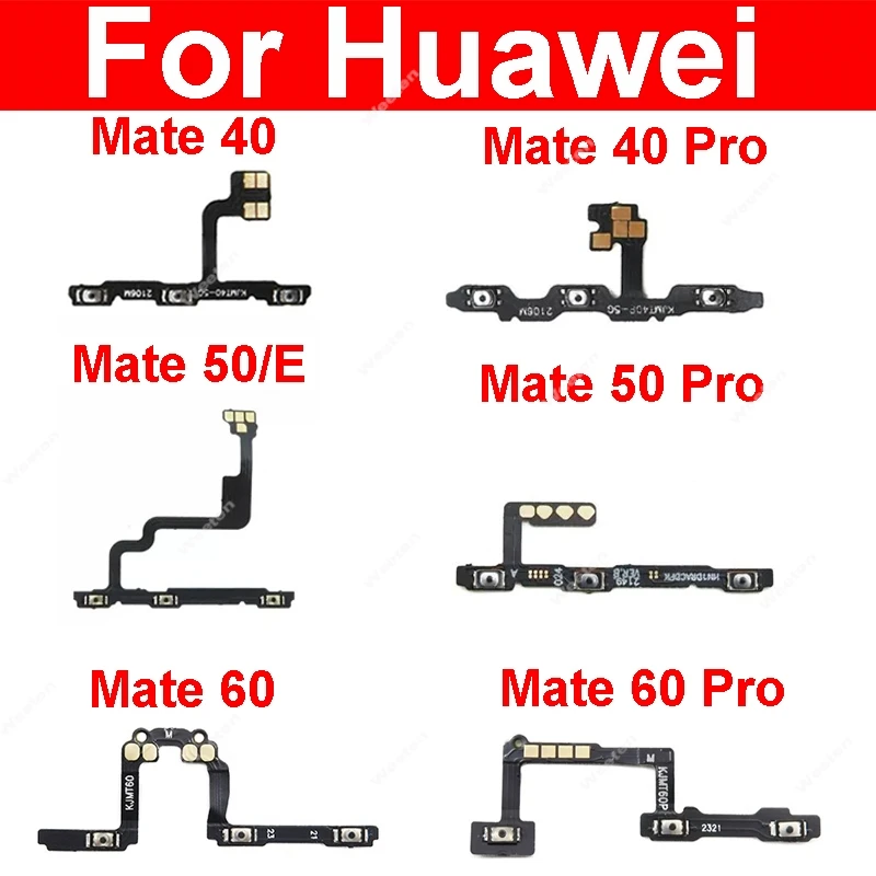 Power Volume Side Button Flex Cable For Huawei Mate 40 50E 60 Pro Power Volume Switch Keys Flex Ribbon Repalcement Repair Parts