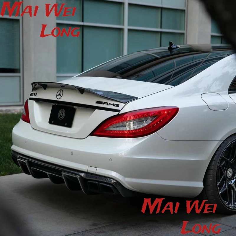 For Mercedes Benz CLS Class W218 CLS 260 300 350 400 CLS63 AMG Spoiler Carbon Fiber Rear Trunk Spoiler Wing R Style 2011 - 2016