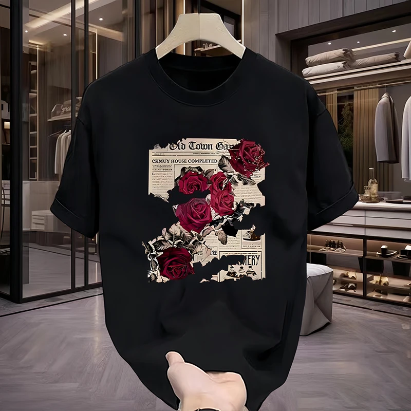 

American Ruffian Handsome Heavy Cotton Printed Short-sleeved T-shirt Young Summer Ins Trendy Brand Loose Round Neck T-shirt