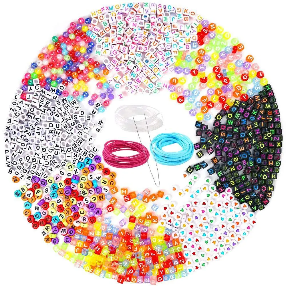 1300PCS Acrylic A-Z English Letter Beads Crystal Line Elastic Line Velvet Lead Children's Gift Birthday Gift Jwelry DIY Tools