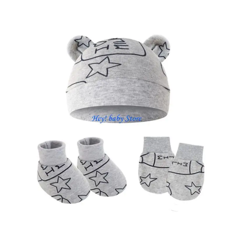 

Q1FE No Scratch Mittens Baby Gloves Sock Set Newborn Baby Mittens No Scratch