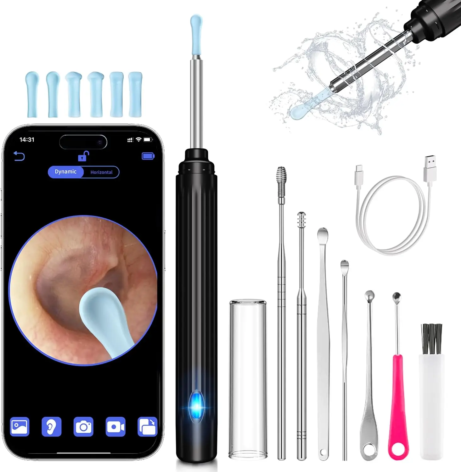 

Ear Wax Removal Kit with 1296P HD Camera, 6 Ear Picks, Ear Cleaner for Adults & Children
