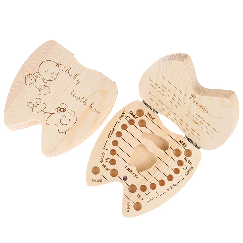 Baby Boys Girls Keepsake Wood Tooth Fairy Box Milk Teeth Organizer Storage Box