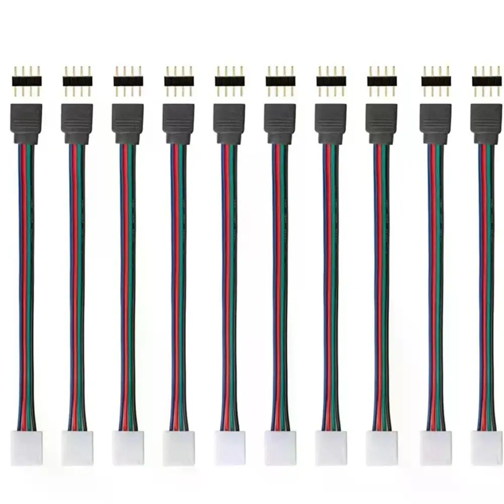10mm 4Pin 5050 LED RGB Strip Extension Connector Cable Wire Led Strip Extension Cables Clip For 5-24V 5050 RGB LED light strip