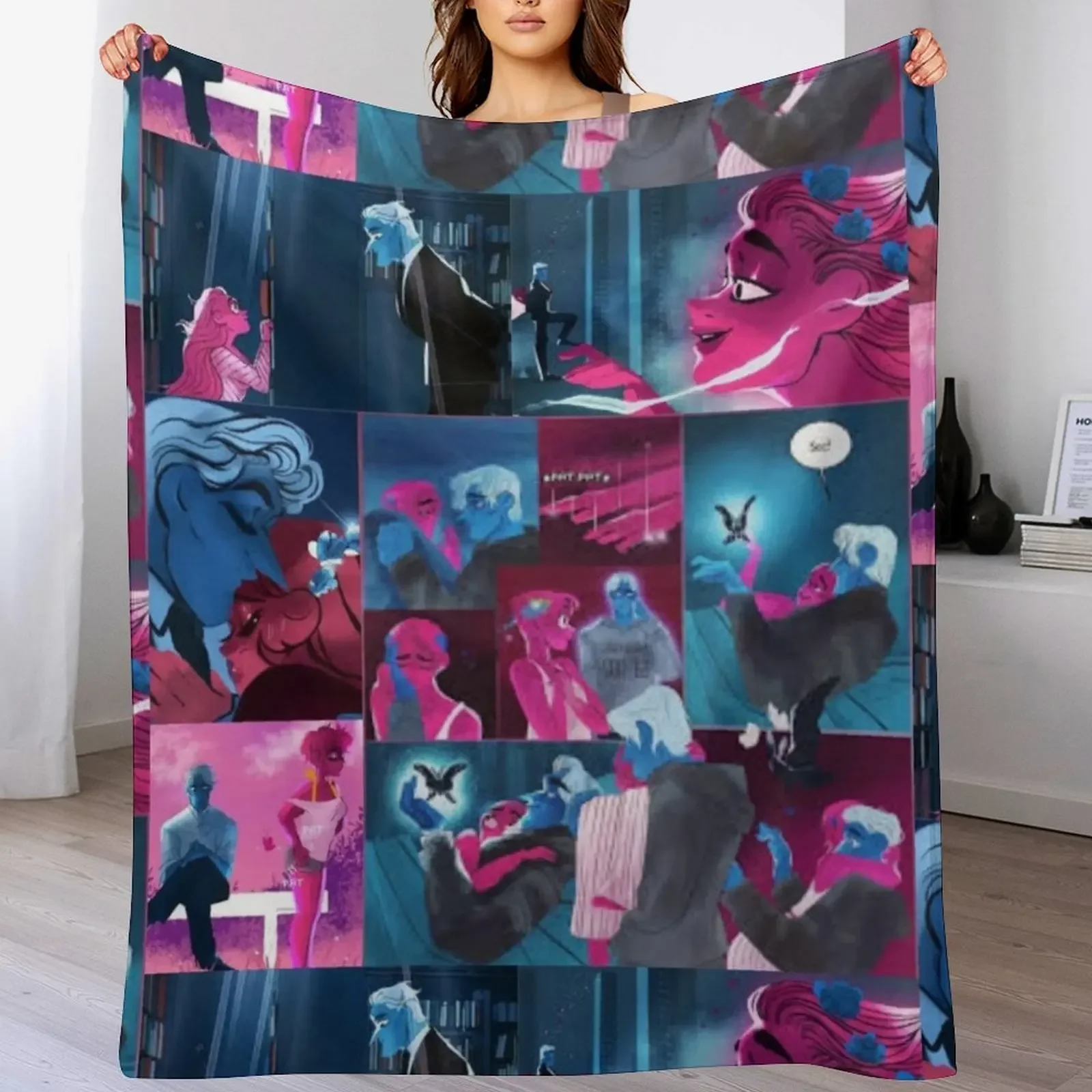 Lore Olympus Persephone and Hades Collage Webtoon Art Throw Blanket Soft Plush Plaid Sofa Throw Hairys Bed Fashionable Blankets