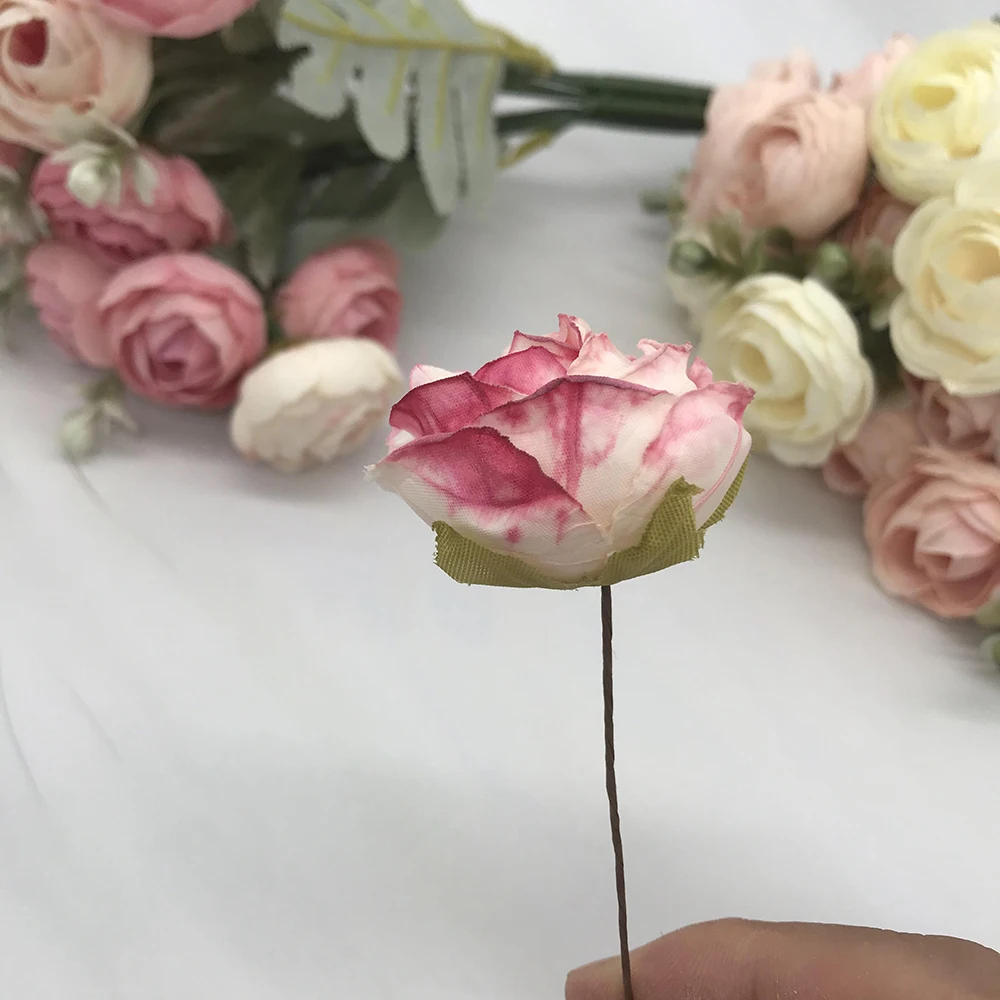 6 piece of simulation diy garland forest headdress European tea bud, hot edge retro rose silk flower bud decoration material