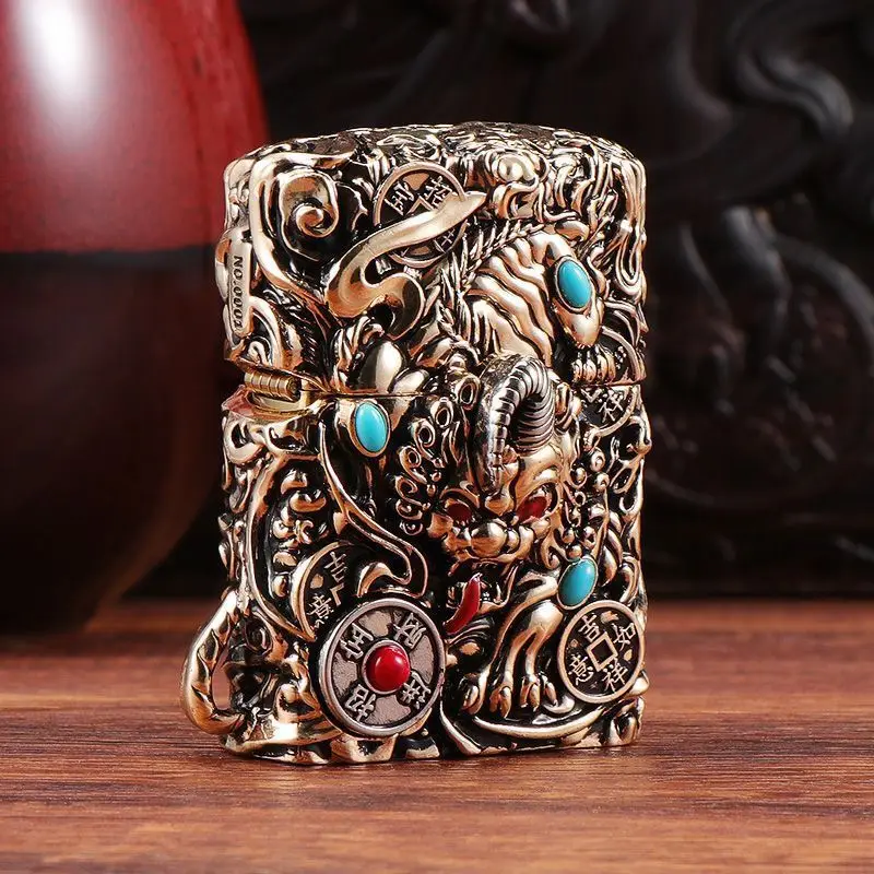 new ZORRO Armor fuel lighter, Pixiu divine beast 3D relief windproof lighter, cigarette accessories, men's gift