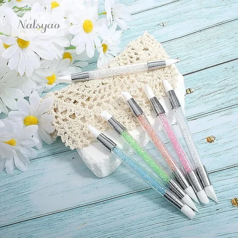 Nail Art Pen Double Head Silicone Flower Sculpting Tool Adjustable Glue Stick Embossing Brush Nail Art Supplies