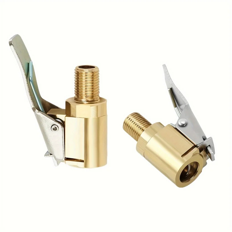 Adattatore Universale in Ottone con Clip di Bloccaggio per Gonfiaggio Rapido di Pneumatici, Grado Automobilistico, per Auto, Moto e Bici
