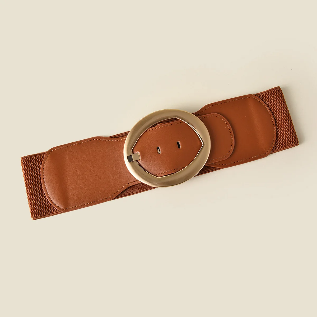 Ladies Wide Waist Seal Fashion Round Buckle Elastic Brown Wide Belt Decorative Jacket Dress Accessories Belt