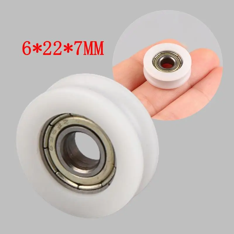 1pcs 6*22*7MM Planar Wheel U-shaped Groove Nylon Pad Injection Material Moving Door And Window Slide Wheel 626 Bearing Pulley