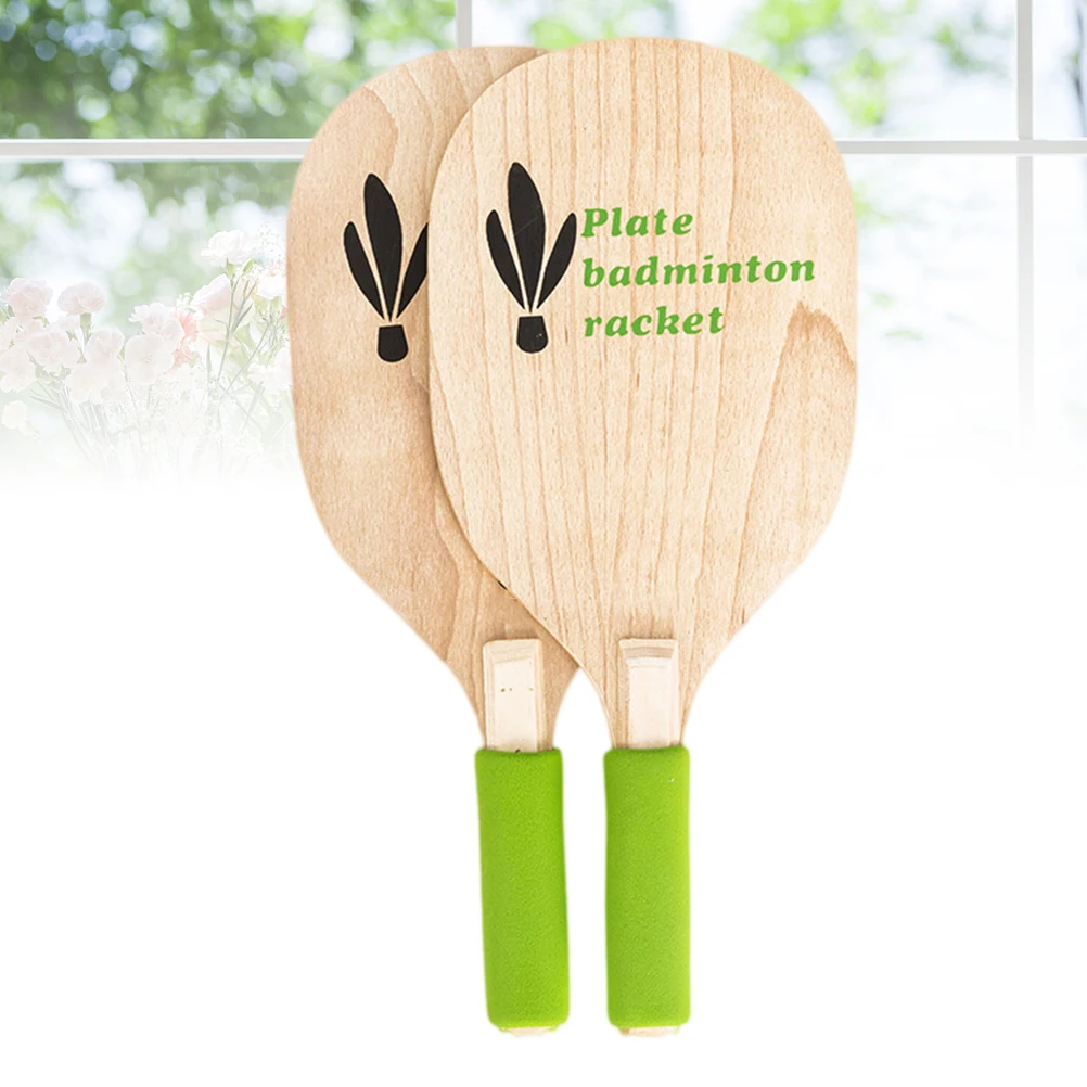 

2 PCS/Set Wooden Racket Beach Ball Paddle Badminton Racquet Bamboo Racquets for