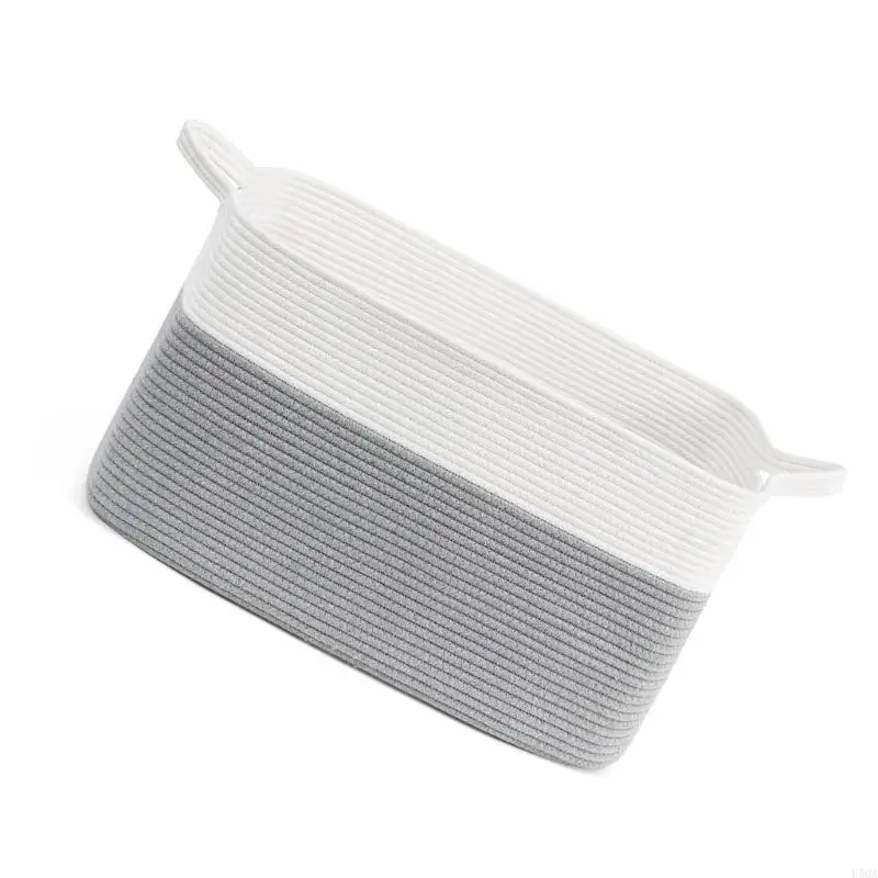 D5QA Cotton Rope Braided Dirty Clothes Basket Household Items Toy Storage Box Kitchen Living Room Bedroom Organsier Case