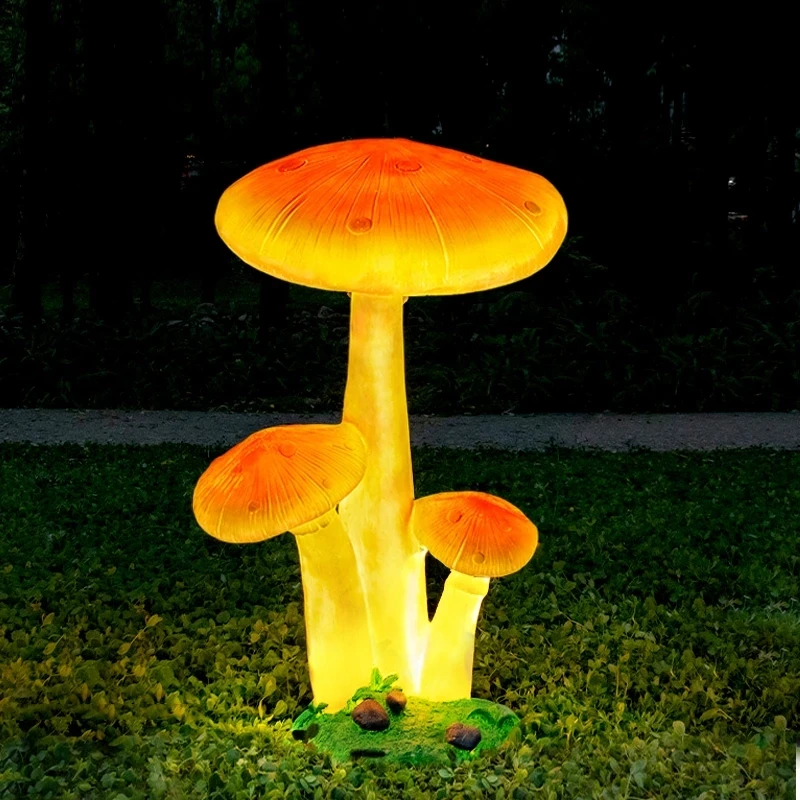 LED Luminous Combination Mushroom Lamp Resin for Lawn Landscape Courtyard Park Scenic Lighting Outdoor Garden Decor
