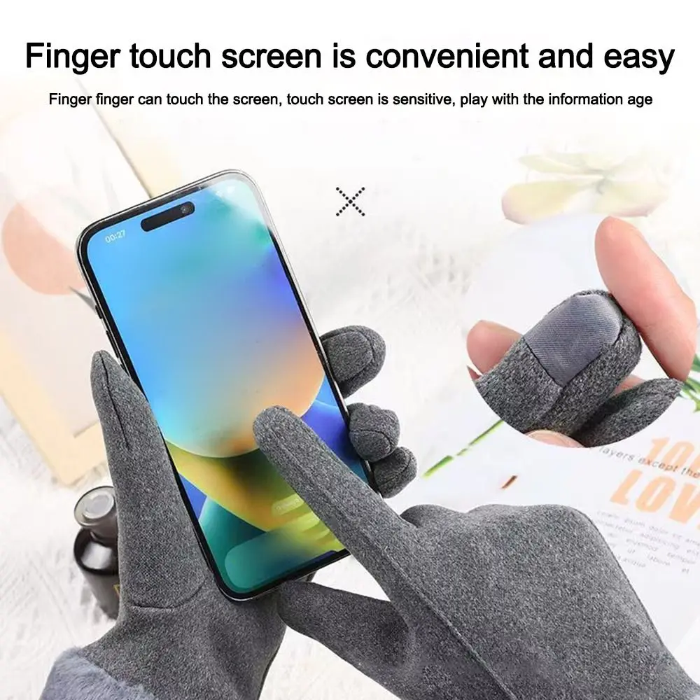 耐久性のある防風タッチスクリーン手袋耐摩耗性フルフィンガーサイクリンググローブ厚く暖かいミット
