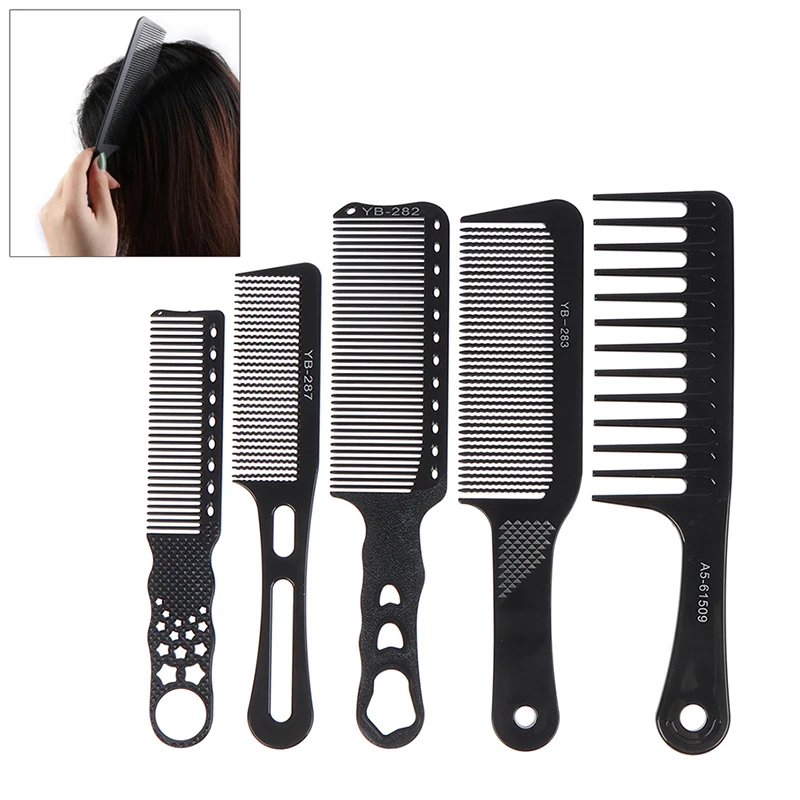 Black Flattop Hair Cutting Comb Wide Tooth Men Cut Hair Brush Professional Salon Barber Hair Clipper Hairdressing Carbon Combs