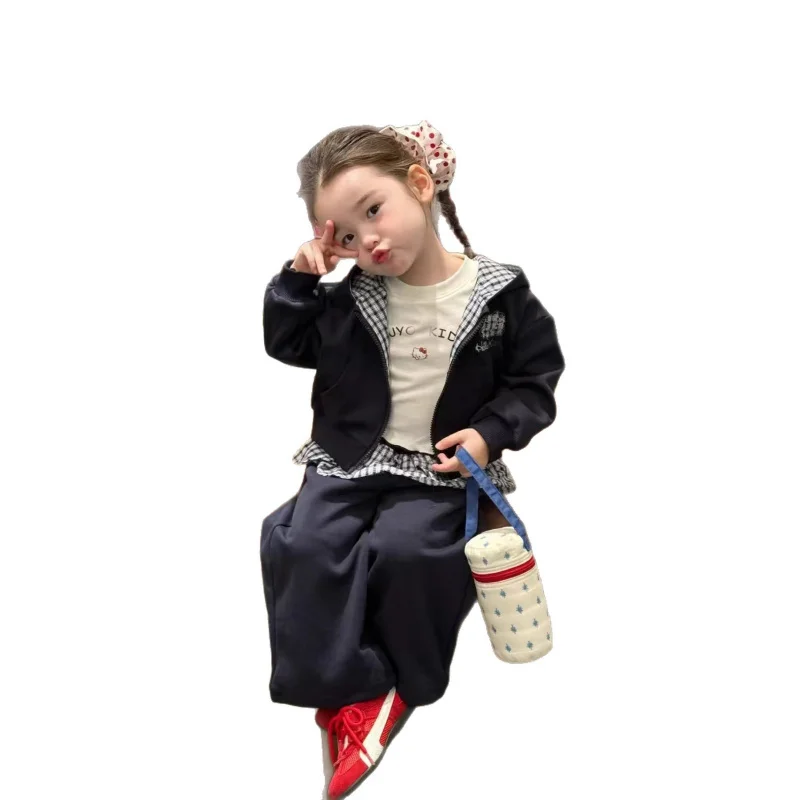 

Girls' Children's Outfit2025Autumn New Fashionable Children's Casual Sports Hooded Baseball Jacket Cardigan Coat