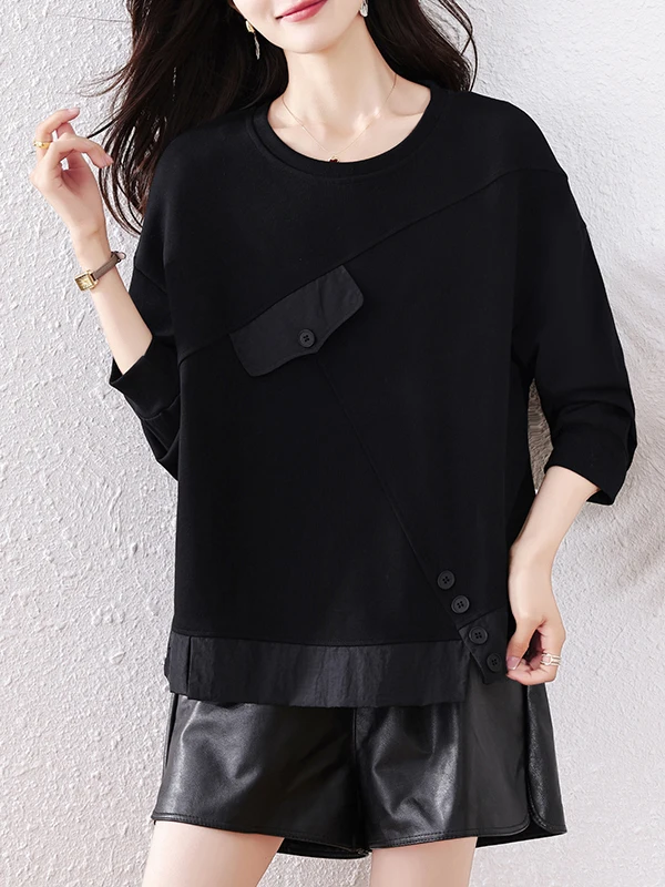 Faionable بسيط Sle المرأة البلوز الخريف وصول جديد زائد حجم تنوعا تي شيرت كامل عالية الخصر مادة الكتان طويلة...