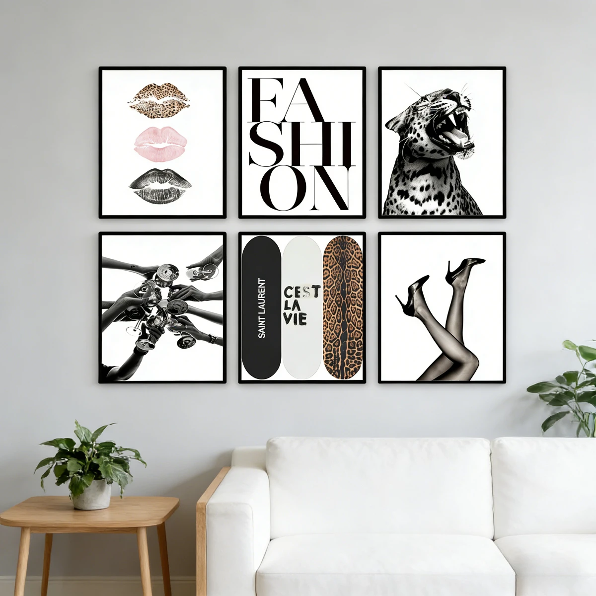 1/6 Stück Retro Leopard Gepard Abstrakter Leinwanddruck Poster Y2k Chic Moderner Minimalismus Kunstdrucke Wohnzimmer Heim-Dekor Poster – Detail 3