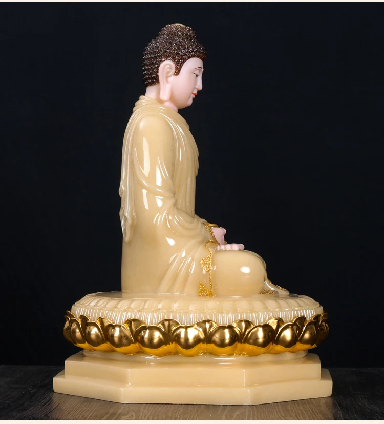 Southeast Asia Buddhism HOME temple high grade Sakyamuni Amitabha Buddha Patron saint jade statue bless safety luck large