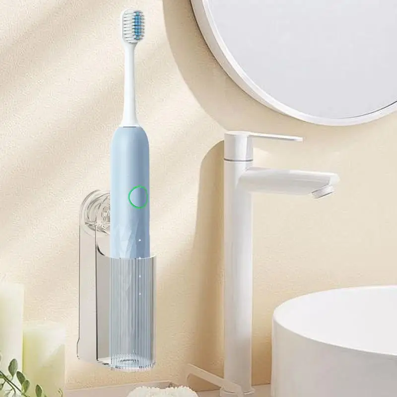 Suction Toothbrush Holder Electric Tooth Brushing Stand Wall Mounted Non-drill Adhesive Electric Toothbrush Organizerr Removable