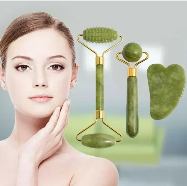 Natural Jade Roller Massager Face Body Neck Gua Sha Natural Stone Massager Acupoint Eye Care Spa Massage Visage Lifting Tools