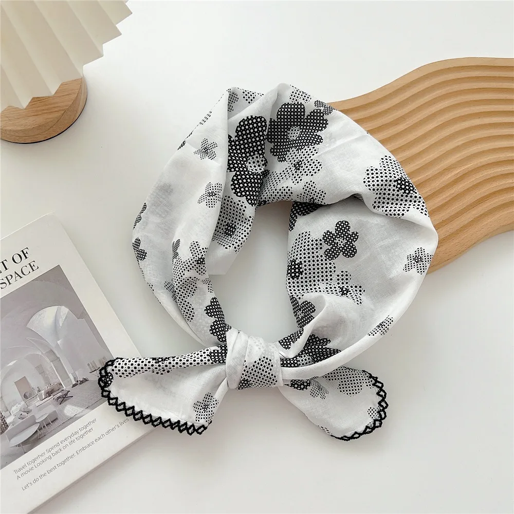 

Elegant Square Silk Scarf Double Sides Flower Pattern Hair Scarf Handbag Wraps 68*68cm Head Handkerchief Female