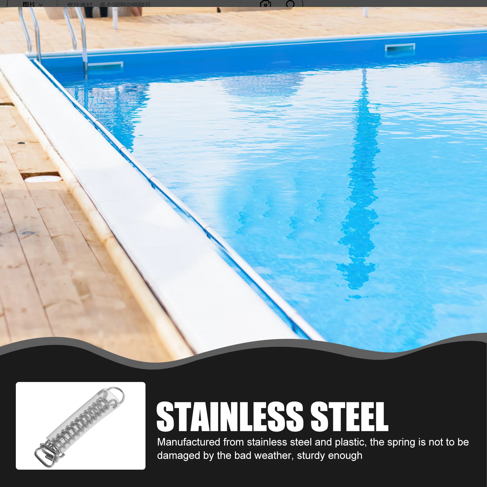 

Pool Cover Spring Stainless Steel with Sleeve Heavy Duty Compressible Stretchable Durability Pool Cover Spring