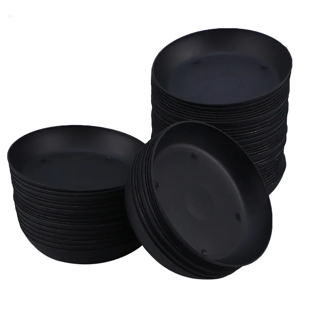 

Black Flowerpot Tray Plant Saucer Storage Plastic Planter Trays Pp Material Gardening Supply Use Sturdy