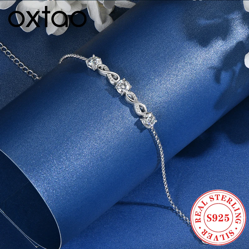 

OXTAO 5mm 1.5CT Moisanite Bracelet Women's 925 Sterling Silver Women's Couple Boutique Jewelry Birthday Gift GRA Certificate