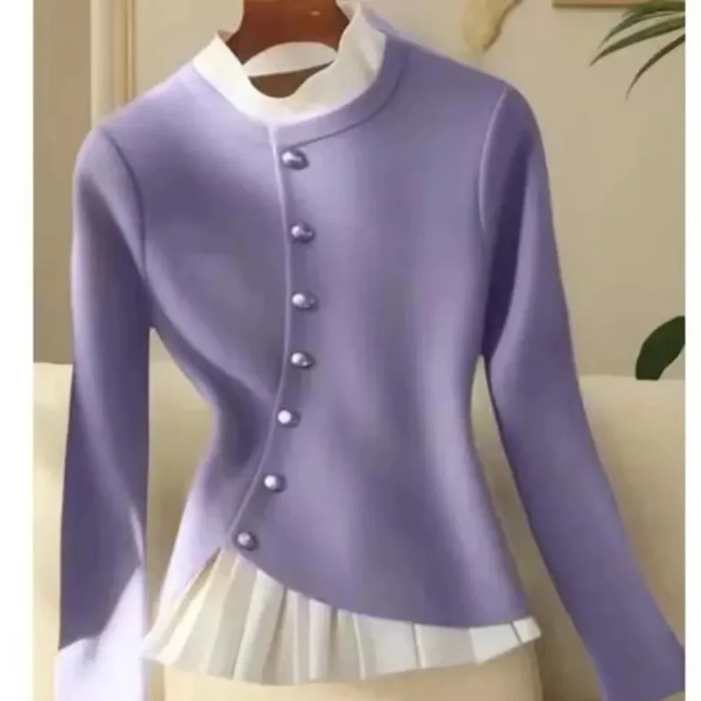 Nuova camicia da donna autunno inverno 2025 stile pigro camicia da donna dal temperamento unico dimagrante design della moda senso camicetta da donna