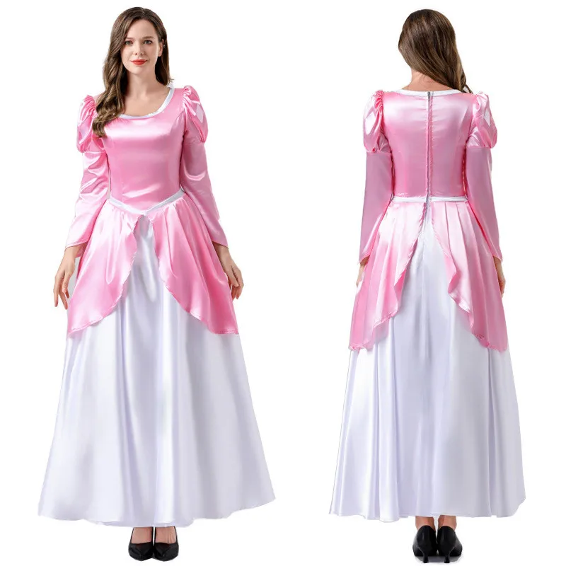 Traje de princesa rainha pêssego para mulheres, vestido rosa, roupa cosplay, vestido extravagante, festa de aniversário, carnaval, halloween, 3 cores