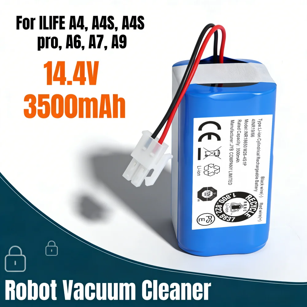 

14.4V/14.8V 3500mAh Replacement Battery for ILIFE A4, A4S, A4S pro, A6, A7, A9 Robot Vacuum Cleaner