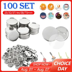 100Set Blank Badge Pin Button Maker Making Parts Supplies 25mm 32mm 37mm 44mm 58mm DIY Button Making for Punch Press Machine