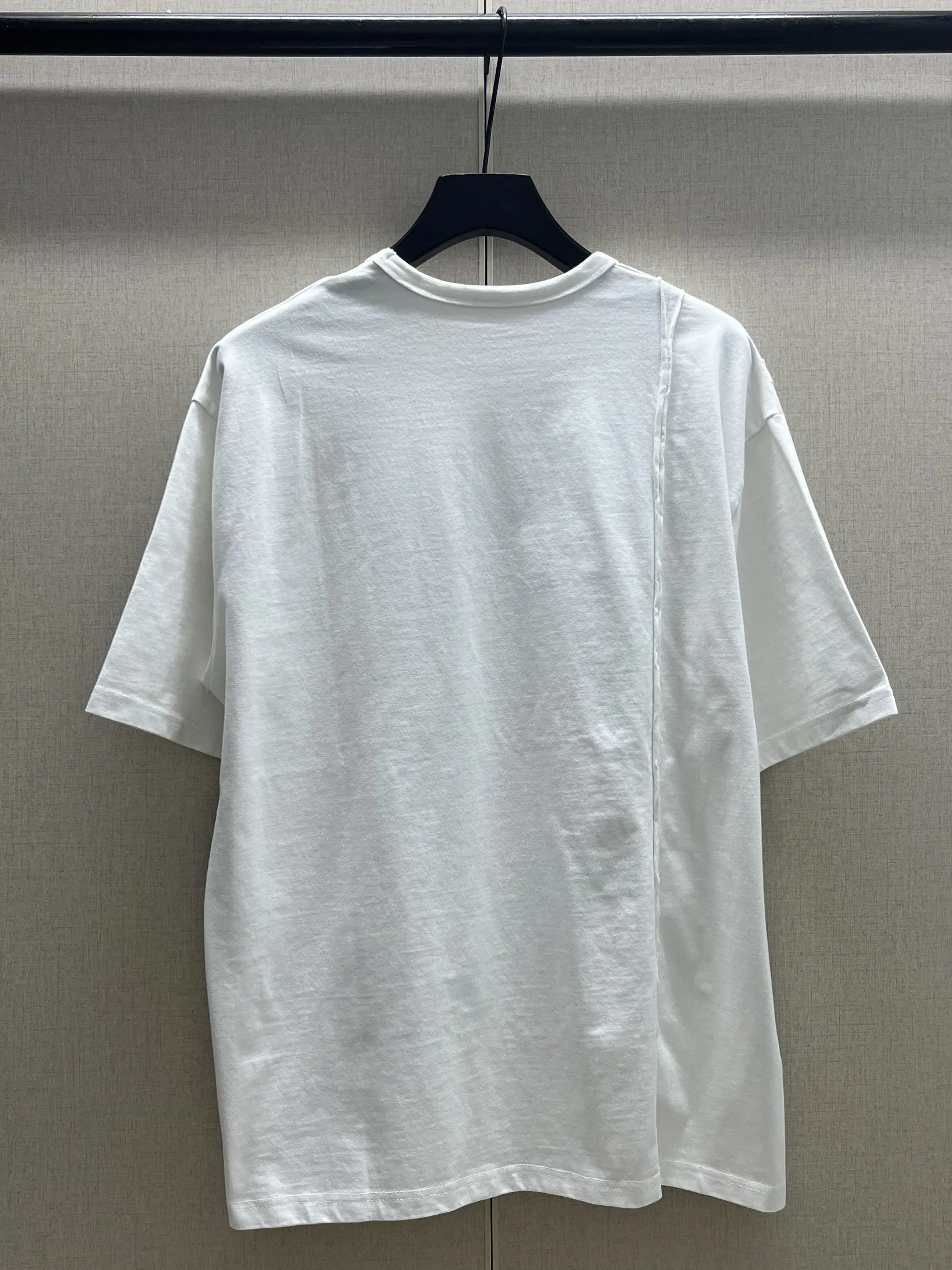 Summer Dark Hip-hop Style Round Neck Rolled Edge Line Splicing Men's Medium Length Loose Casual Short Sleeved T-shirt