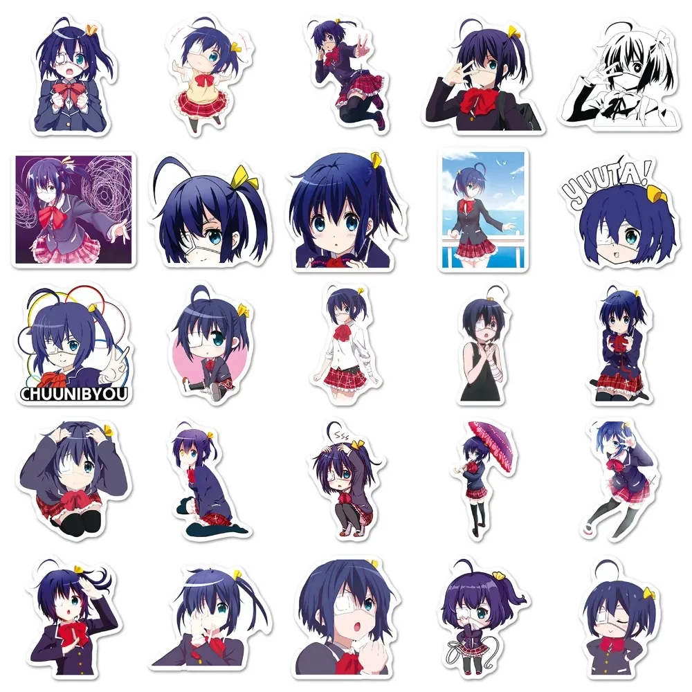 50 قطعة Chuunibyou التجريبي كوي غا شيتاي تاكاناشي ريكا أنيمي ملصقات مانغا الكرتون الفتيات Kawaii رسم خربش الزينة