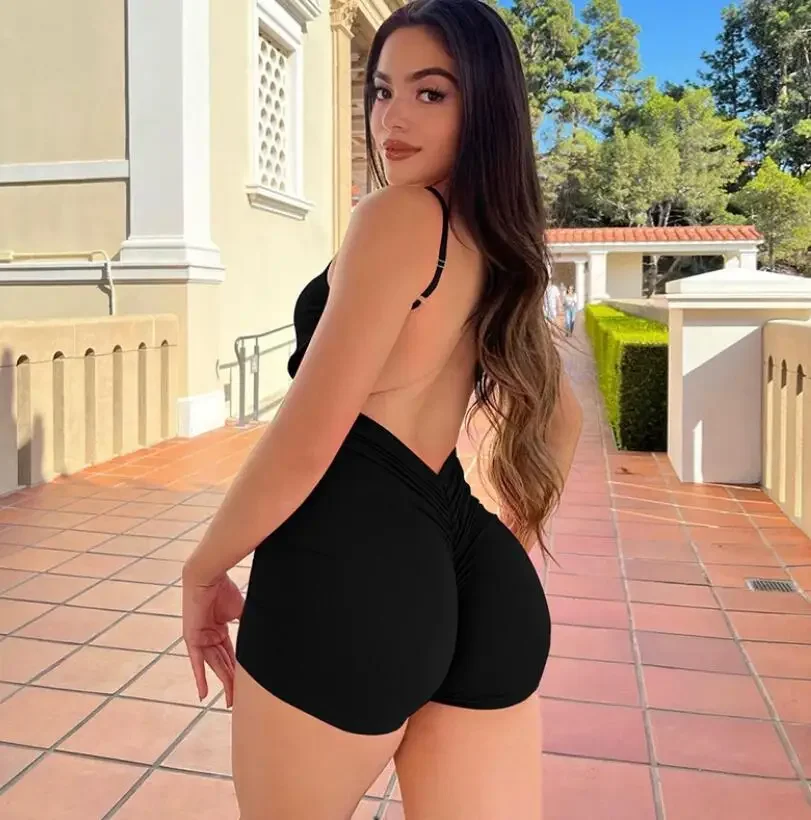 

Сексуальный комбинезон с открытой спиной на бретельках для женщин, модный спортивный костюм Y2k, боди с открытыми плечами, уличная одежда, женские комбинезоны