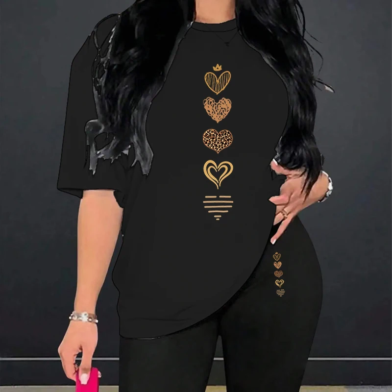 Женский комплект из двух предметов, футболка с леопардовым принтом и легинсы для йоги