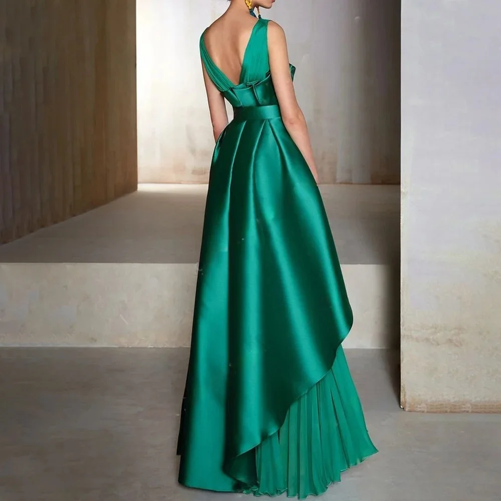 2024 Long Elegant Mother of the Bride Dresses Evening Gala Dress for Women Satin V-Neck Floor-Length A-Line Wedding Guest Party