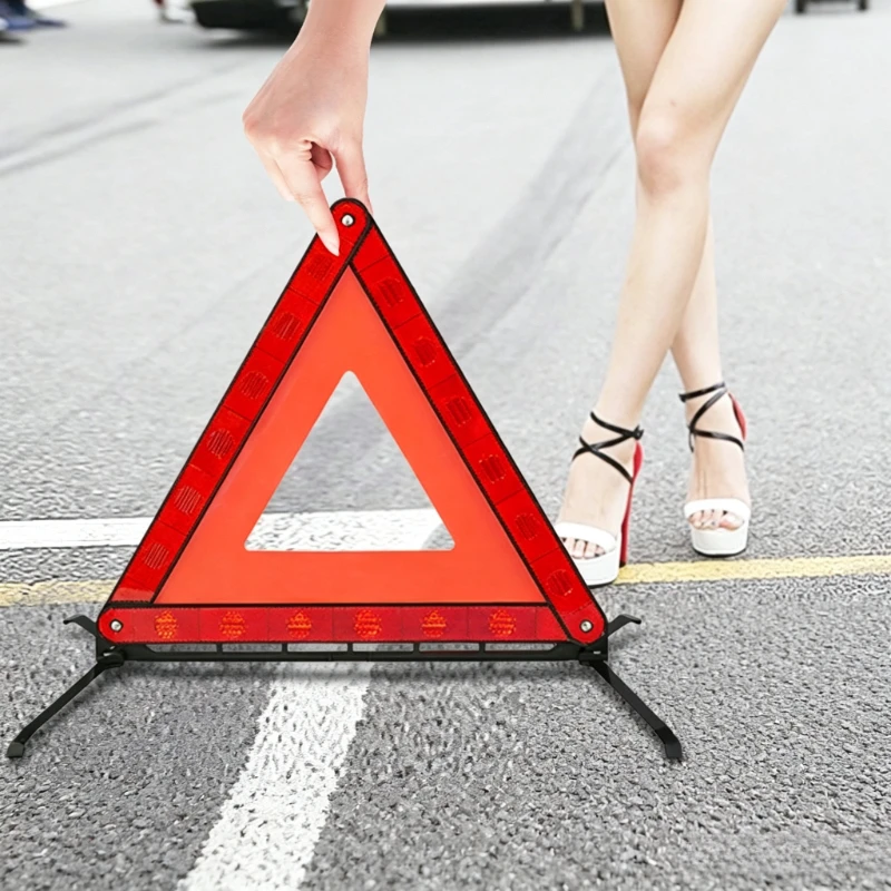 Car Warning Triangle Reflective Tripod Sign for Vehicle Annual Inspection Emergency Breakdown Accident Parking Safety Warning
