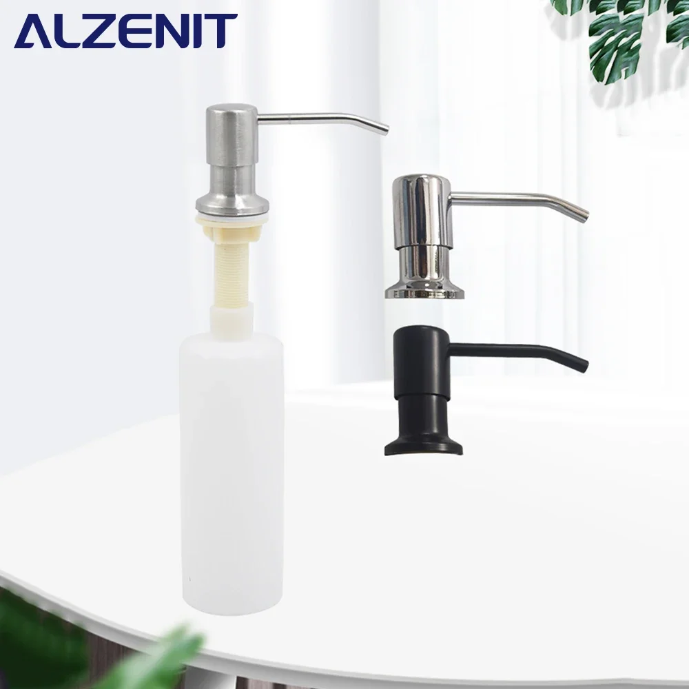 Dispensador de jabón para fregadero de cocina, cabezal de bomba de detergente de acero inoxidable de 350ML, prensa manual, botella de líquido,