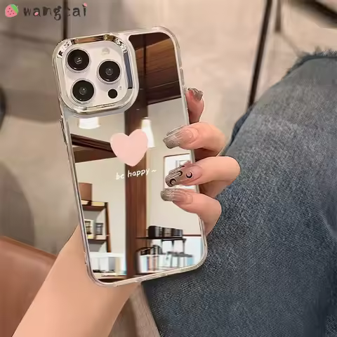 Love Heart Mirror Cover For Samsung Galaxy S25 S24 S23 S22 S21 Plus S20 FE Note 20 Ultra F55 F14 M55 M34 M22 F22 M14 A22 Cover