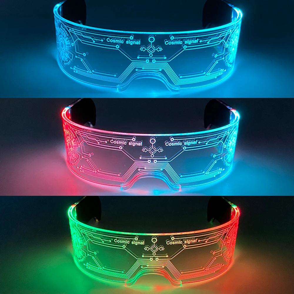 LED Neon leuchtende Brille leuchten Rave Kostüm Party Dekor DJ Club Brillen Leistung Requisiten ändern Farbe Ball Brillen – Detail 4