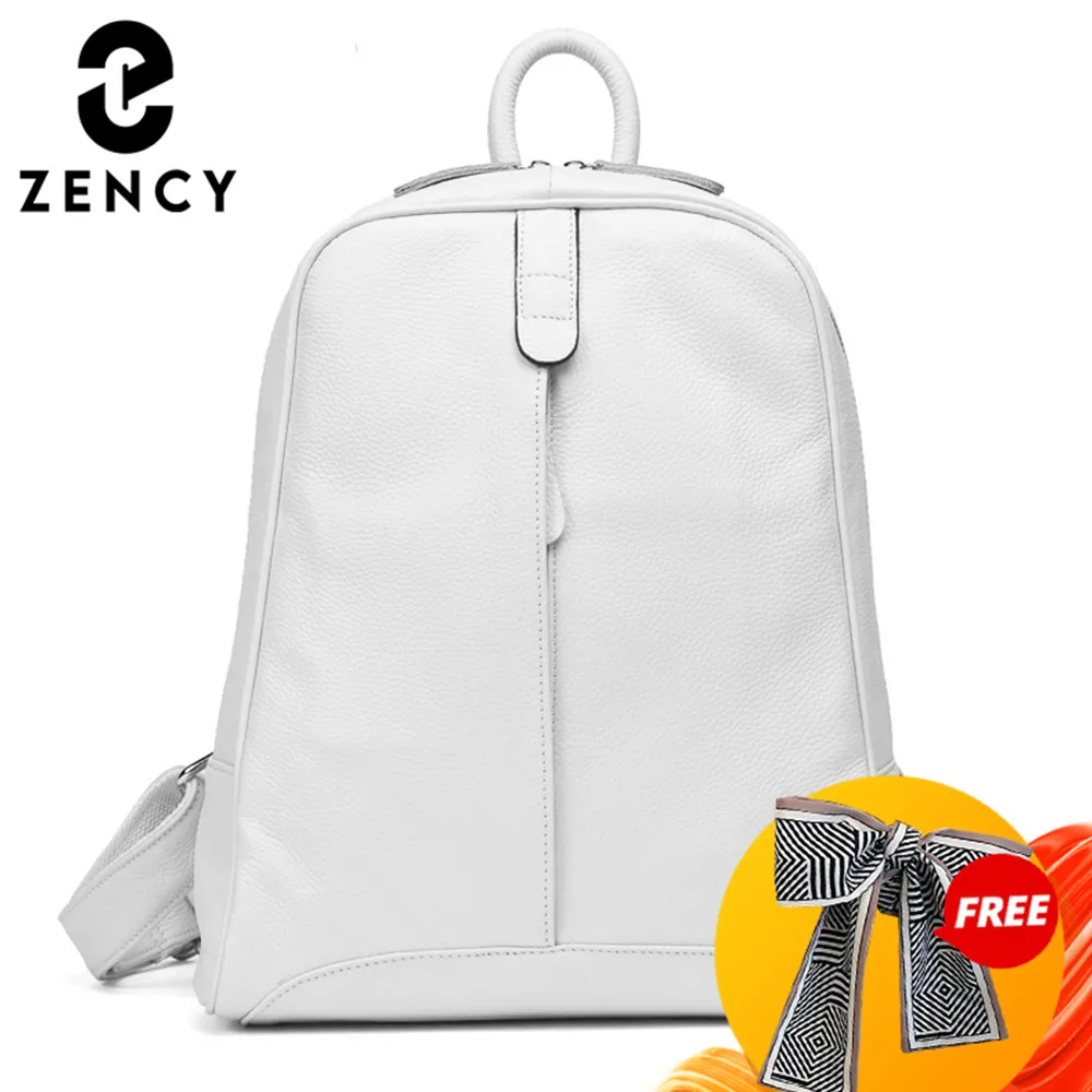 Zency 100% Soft Genuine Leather Fashion Women Backpack Casual Travel Back Pack Bag Preppy Style Girl\'s Schoolbag Laptop Knapsack